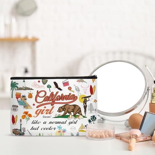 California Makeup Bag Gift - California Travel Trip Gifts for Girl Women Lover California Accessories Souvenirs Vacation Funny Canvas Cosmetic Bag with Zipper4