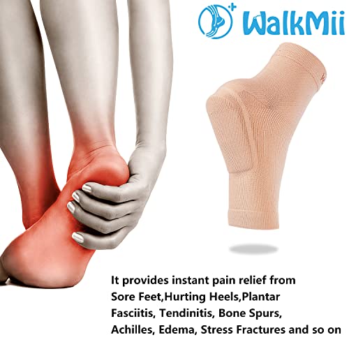 Walkmii Heel Protector Compression Sleeve Socks, Gel Heel Cup Pad Support, Heel Pain Relief For Bursitis, Plantar Fasciitis, Achilles Tendinitis, Heel Spur, Cracked Heel,Women And Men (1Pair),S/M #TOP5