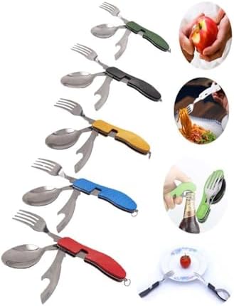 hyd Kamp Seyahat Piknik Seti Çelik Bıçak + Çatal + Kaşık + Konserve Açacağı Çok Renkli - Görsel 6