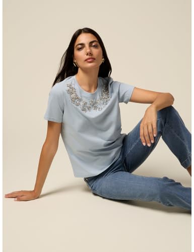 Oltre: T-Shirt Con Ricamo Gioiello Azzurro. Xl Stagione Autunno Inverno 2025 - 4