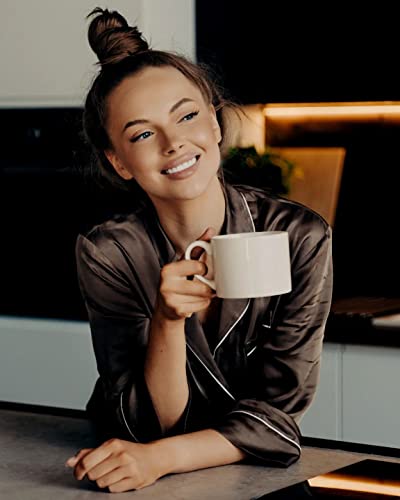 Samring Womens Silky Satin Pajamas Set Classic Sleepwear Loungewear Dark Brown Xxl #TOP2