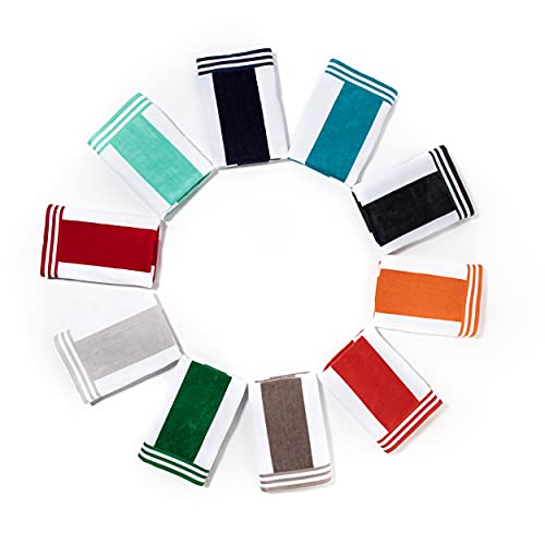 Superior 100% Cotton Luxury Beach Towels - Oversized Beach Towel, Swim Towel, Orange Cabana Stripes (34" X 64") #TOP6