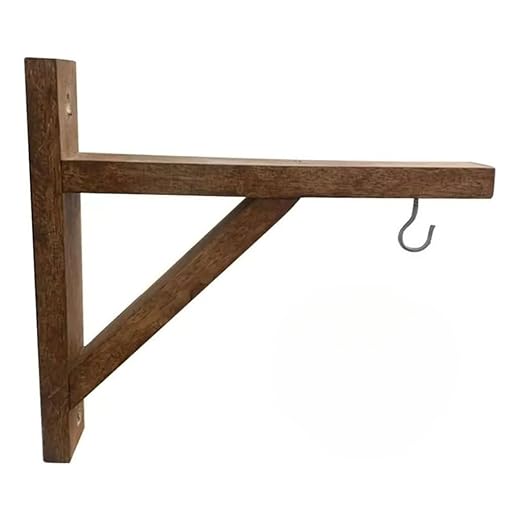 Kit 4 Mão Francesa Madeira cedro Suporte Pendurar Vaso Plantas Flores Com Gancho Buchas e Parafusos - Ideal para Varanda, Jardim Vertical e Decoração(KIT 2 UNIDADE)