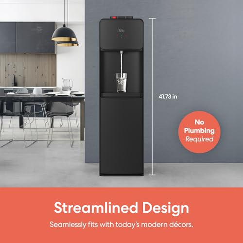 Image of Brio 130 Series Bottom Load Water Cooler Dispenser for 5 Gallon Bottles, Hot, Room & Cold, Great for Home or Office, Child Safety Lock, Empty Bottle Alert, Energy Star 3.0, Black