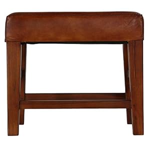 Bare decor alvin genuine leather ottoman with solid teak wood legs brown  urban country home decor