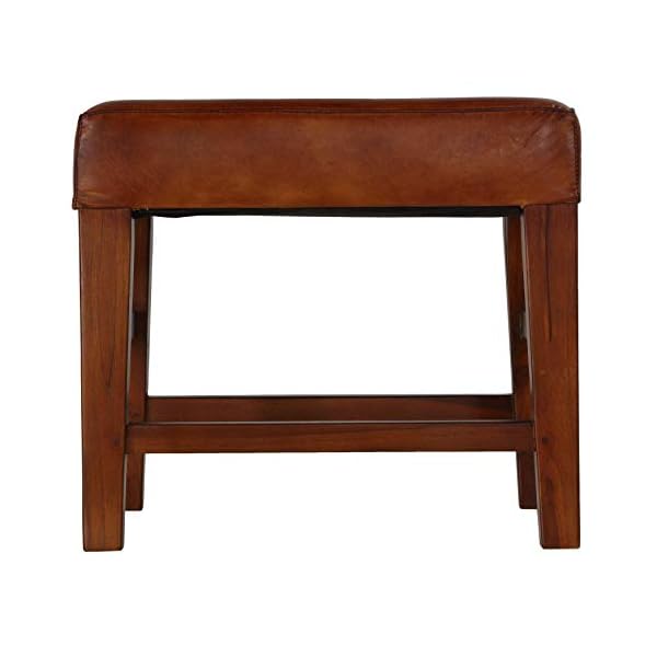 Bare decor alvin genuine leather ottoman with solid teak wood legs brown  urban country home decor