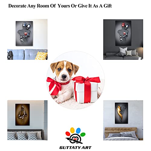 Love Heart Gray 3D Art Wall, 3D Metal Effect Canvas Wall Art, Hugging Canvas Wall Art For Couples Bedroom, Silver Wall Canvas Art For Living Room, Valentine's Day Gifts For Couple Bedroom 18X24 Inches #TOP6