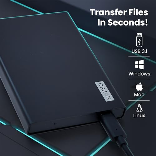 Image of Secure Touch 500GB Portable External Hard Drive | Aluminum Body | USB 3.1 (Up to 10Gbps) | Slim, Shock-Resistant HDD | Type-C Cable | Windows, Mac, Linux, Mobile, Smart TV, PS4