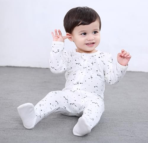 Image of Owlivia Organic Cotton Baby Boy Girl Zip Front Sleep 'N Play, Footed Sleeper, Long Sleeve
