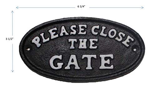 Black Cast Iron Please Close The Gate Sign Plaque