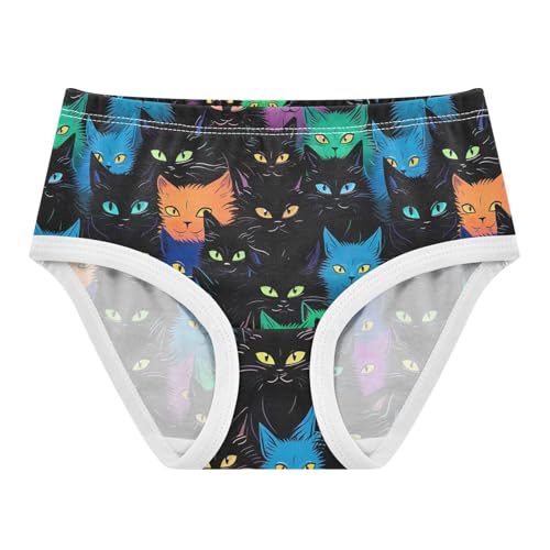 J JOYSAY Cute Cat Black Girls' Underwear Cotton Little Girls Briefs