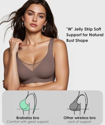 Image of Wireless Bras for Women (34C-42DD), Extremely Comfortable Seamless Bra Mesh Bralettes Adjustable Straps Everyday Bra