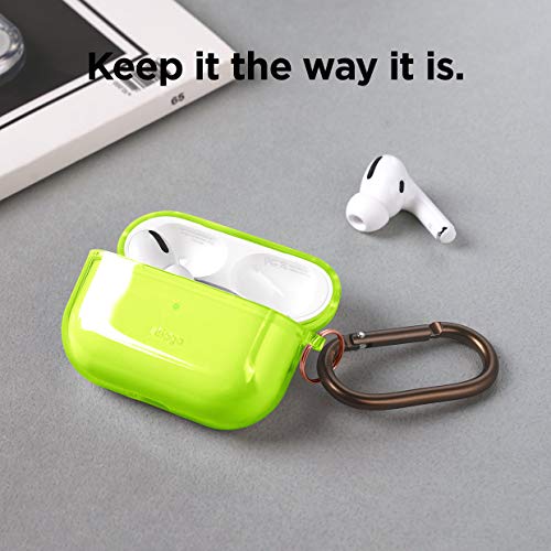 Elago Compatible With Airpods Pro Case Clear - High Rating, Tpu Transparent Shockproof, Protective Case Cover With Keychain, Gel Tape Included, Wireless Charging [Neon Yellow] #TOP1