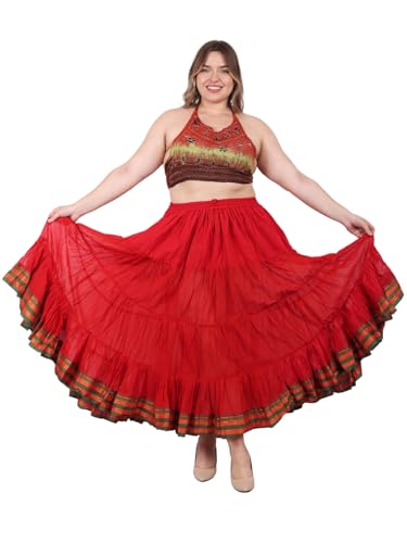 25 Yard American Tribal Style Dance Cotton Tiered Flounce Maxi Full Skirt