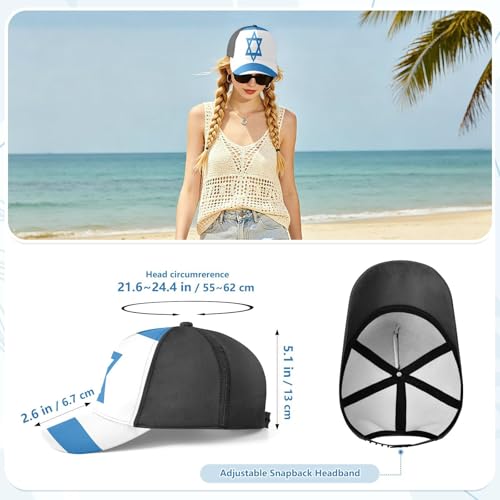 Gorra de béisbol negra sólida unisex con bandera de Israel bordada y paneles transpirables 3