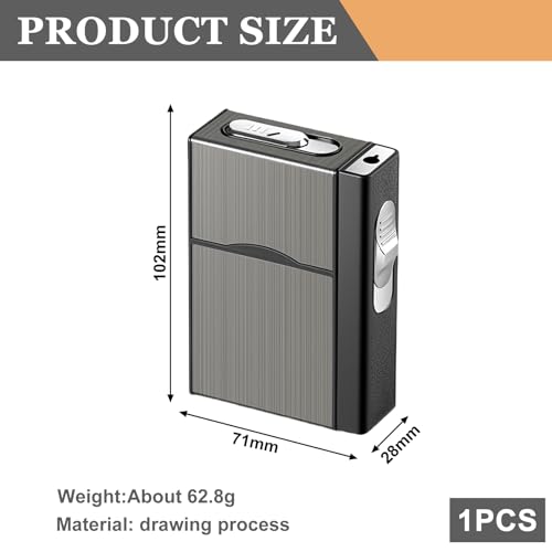 Vegena Sigarettenetui met aansteker, stormaansteker, winddicht, jetaansteker, gasaansteker, sigarettenetui met oplaadbare USB, stormaansteker, gas, navulbaar, kan 20 sigaretten bevatten - Afbeelding 4