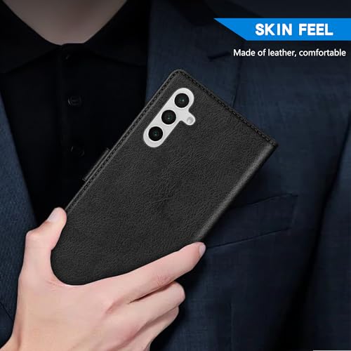 Image of ZZXX for Samsung Galaxy S25 Wallet Case with [RFID Blocking] Card Slot Kickstand Magnetic Closure Leather Flip Fold Protective Phone Case for Samsung Galaxy S25 5G Case Wallet(Black-6.2 inch)