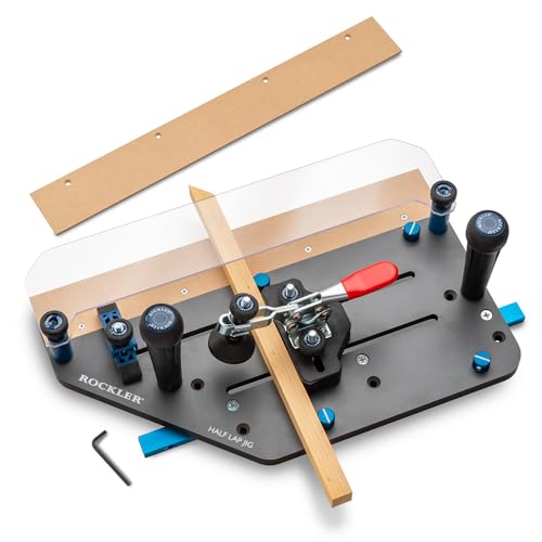 Rockler Half Lap Jig – Woodworking Essentials To Easily Cut Tight-Fitting Half Lap Joints - Perfect Router Table Jig for Frames & Furniture Projects - Strong Precision Router Sled for Woodworking.