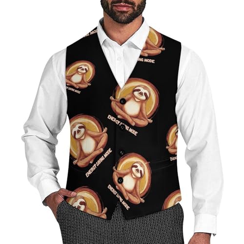Sloth Energy Saving Mode Men's Formal Suit Vest for Business Formal Or Casual Dress Waistcoat Wedding
