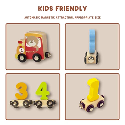 Woodenfun Number Train Set For 1 2 3 Year Olds, Educational Toy Cars For Toddlers, Montessori Learning Toys For Boys And Girls #TOP2