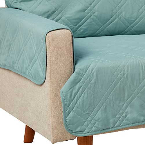 SureFit Microfiber Pet Loveseat One Piece Quilted Furniture Throw Cover, Relaxed Fit, Polyester, Machine Washable, Sea Glass Color