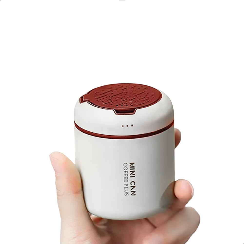 watchget Portable Mini Airtight Coffee Canister for 1cup, Grey &Red