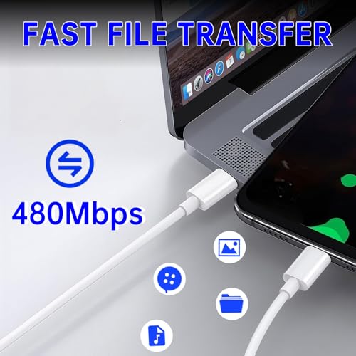 60W USB C to USB C Cable 5-Pack Fast Charging, Type C Cable Compatible with iPhone 15/16/17 Pro/Max, Galaxy S24/S25, Pad Pro/Air, MacBook Pro/Air, Pixel, Switch & More (5 Pcs - 2m Length)