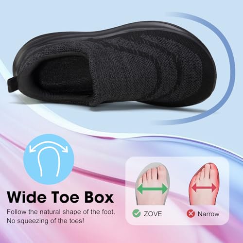 ZOVE Wide Toe Box Shoes Women Hands Free Wide Walking Shoes Ultra Light Tennis Breathable Wide Width Running Sneakers Athletic Gym Workout Trainers2
