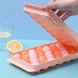Ice Cube Tray with Lid, 33 Sphere Ice Cube Mold for Freezer, Stackable Round Ice Ball Maker Circle Ice Trays for Cocktails, Whiskey, Coffee, Drinks (Pink) - Image 3