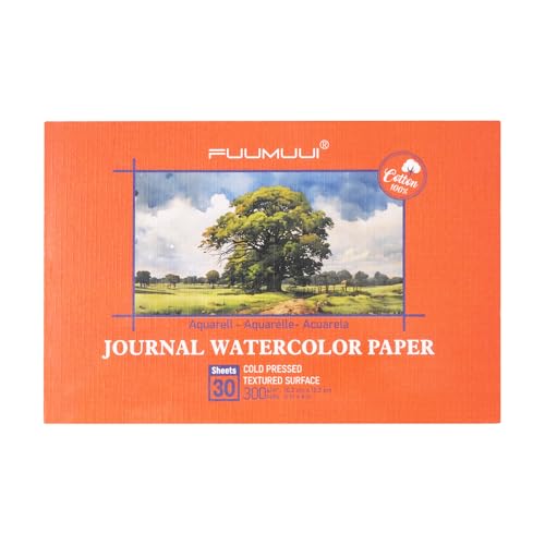 Lot de 30 feuilles de papier aquarelle 100 % coton - 300 g/m² - Sans acide - Pressé à froid - Format A6 - Papier aquarelle pour aquarelle, dessin et lettrage à la main