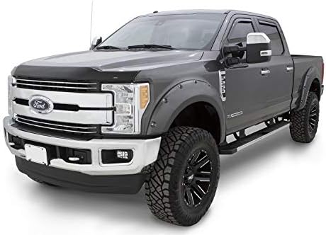 Bushwacker Pocket/Rivet Style Color-Matched Front & Rear Fender Flares | 4-Piece Set, Shadow Black, Smooth Finish | 20942-82 | Fits 2017-2022 Ford F-250, F-350 Super Duty