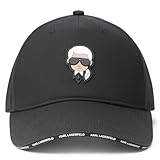 KARL LAGERFELD Paris Women's Tape Brim Karl Character Head Logo Cap, Black_logotape