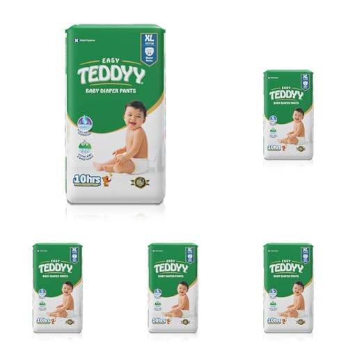 Image of TEDDYY Easy Baby XL Size Diaper Pant Style | 54 Count (Extra Large) | 12-17 kg (Pack of 5) | Long Protection Hours | Anti-Bacterial | Airy Breathable Fit | Rapid Soaker Channels & Wetness Indicator