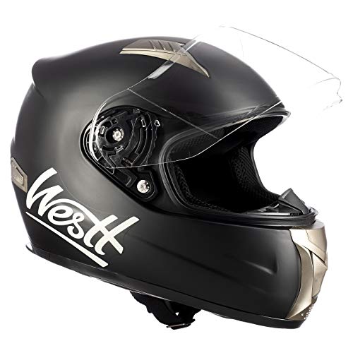 Westt Classic Casque Moto Jet Vintage En Noir Mat Pour Scooter Chopper Casque De Moto Homme Et Femme Demi Jet Ece Homologue Motos Accessoires Et Pieces Vetements De Protection