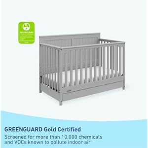 Graco hadley 5 in 1 convertible crib with drawer pebble graygreenguard gold certified crib with drawer combo full size nursery storage drawer converts to toddler bed daybed  urban country home decor