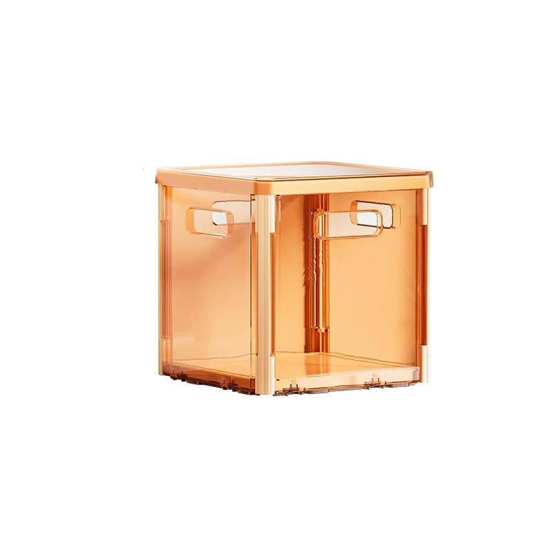 Gorocking 折りたたみ収納ボックス 収納ケース 透明 おしゃれ 16L (透明オレンジ, 1個)