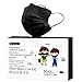 Lots de 50 + 2 Masques Chirurgicaux médicaux Enfant Noir Masques de Protection Masques jetables Type2r EN14683 BFE≥98% 3 Plis