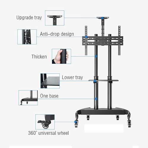 Soporte movil para TV, con ruedas y bandeja ajustable miniatura 5