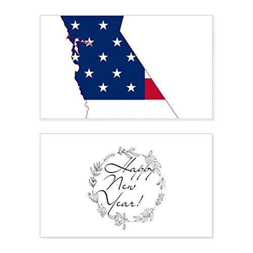 Tarjeta conmemorativa de Año Nuevo de California con elegante diseño de mapa de estrellas