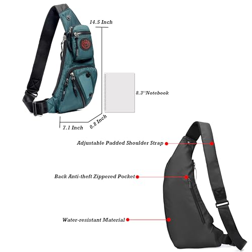 Image of NICGID Sling Bag Chest Shoulder Backpack Crossbody Bags Casual Daypack for Men Women, Dark Green-2620n, Small, Travel