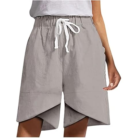 yiouyisheng Kurze Hose Damen Sommer Weites Bein Knielang Lässige Bermuda Shorts Einfarbig Kurze Hosen Sommerhose Damen Freizeithose Cover