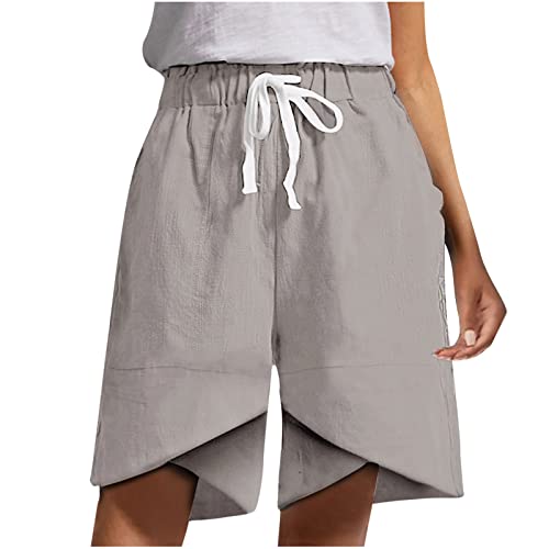 Women Bermuda Shorts Knee Length Summer Casual High Waist 12