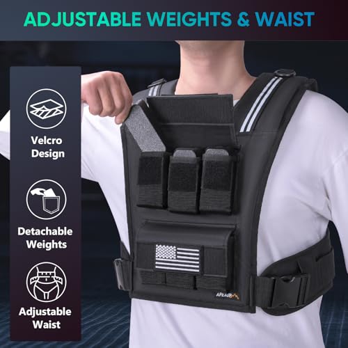 Image of APEXUP Adjustable Weighted Vest Men 20lbs /30lbs /40lbs Weights with Reflective Stripe, Weight Vest Woman Workout Vest for Strength Training Running Walking