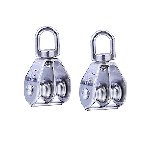 NAMOARLY Stainless Steel Dual Sheaved Pulley Size 35kg Capacity Easy Install Multi-Field Use