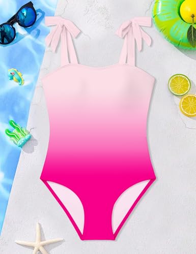 Image of Girls Swimsuit One Piece Casual Color-Block Adjustable Straps Girls Bathing Suit Swimwear 9-16T