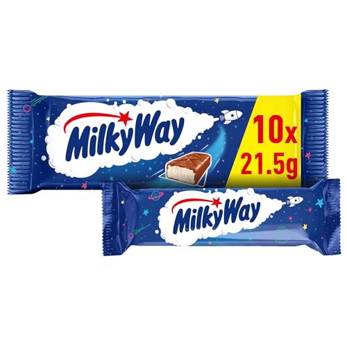 MILKY WAY - Barres chocolat au lait - Format à Offrir ou à Partager - 10 barres de 21,5g - 215g