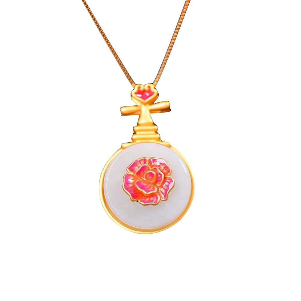 Collier Jade Blanc Naturel Hetian Or S925 : Bijou Yoga Femme et Pendentif Véritable