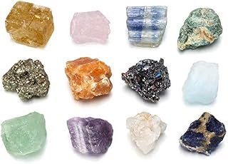 JOVIVI 12pc Chakra Stones Healing Crystals Set Natural Raw Quartz Rough Rock Stones Crystals for Worry Stones Anxiety,Stress Relief,Crystal Therapy, Meditation,Reiki Balacing,Size 0.59"-0.9"
