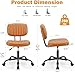 Sweetcrispy Small Office Desk Chair - Armless PU Leather with Comfy Lumbar Support, Height Adjustable Rolling Swivel Task for No Arms, for Adult, Student, Bedroom, Home, Vanity, Brown