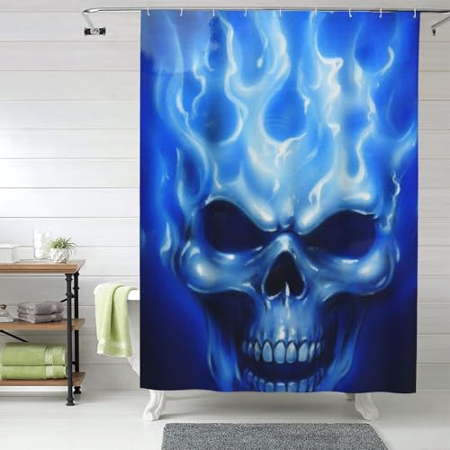 Rideau de douche anti-moisissure crâne bleu résistant à l'eau 152x183 - 8